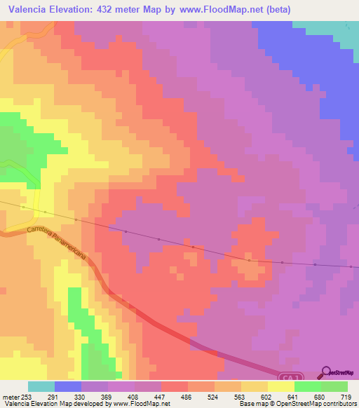 Valencia,El Salvador Elevation Map