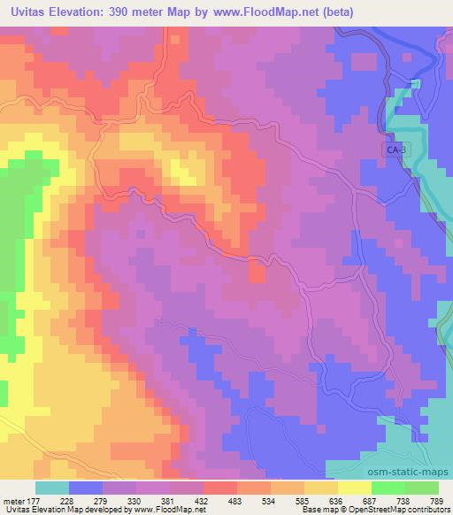 Uvitas,El Salvador Elevation Map