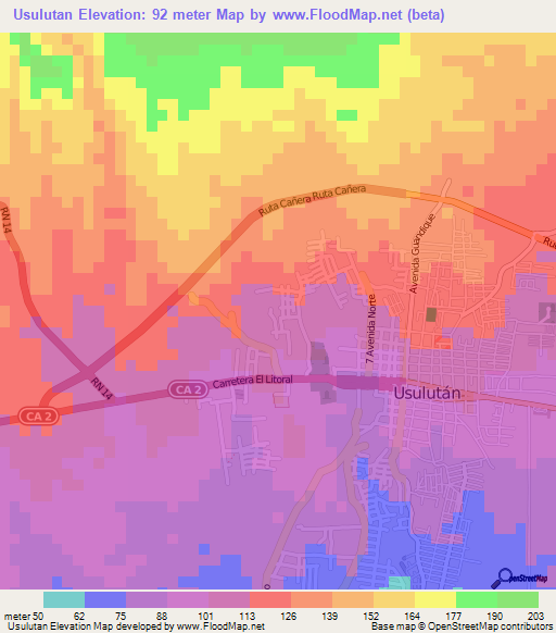 Usulutan,El Salvador Elevation Map