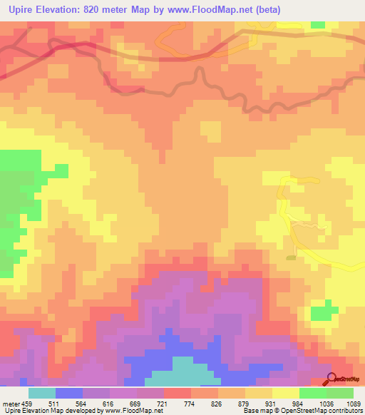 Upire,El Salvador Elevation Map