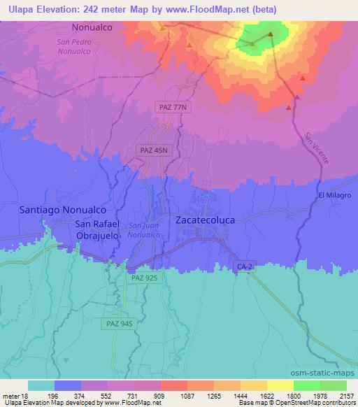 Ulapa,El Salvador Elevation Map