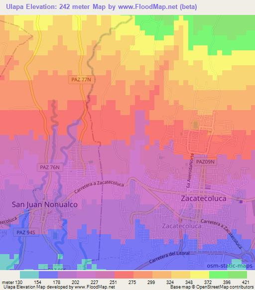 Ulapa,El Salvador Elevation Map
