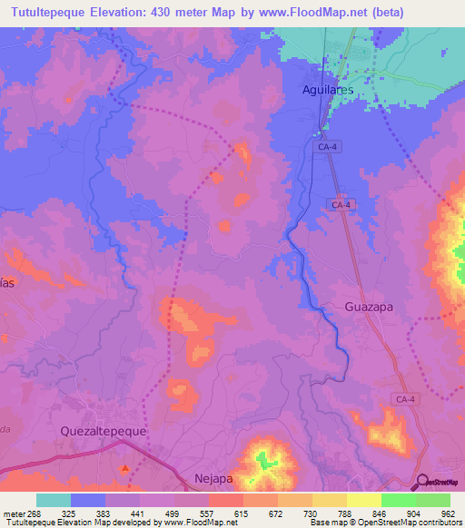 Tutultepeque,El Salvador Elevation Map