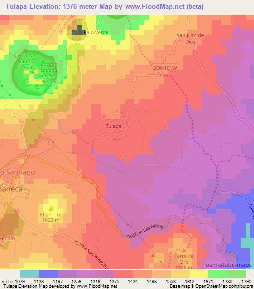 Tulapa,El Salvador Elevation Map
