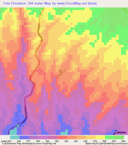 Tula,El Salvador Elevation Map