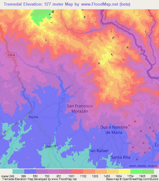 Tremedal,El Salvador Elevation Map