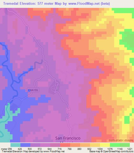 Tremedal,El Salvador Elevation Map