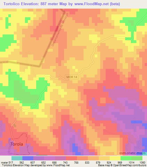 Tortolico,El Salvador Elevation Map