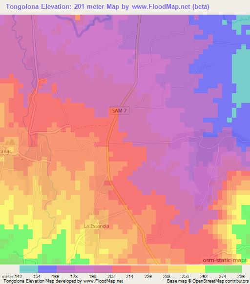 Tongolona,El Salvador Elevation Map
