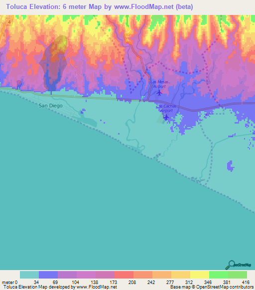 Toluca,El Salvador Elevation Map