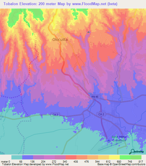 Tobalon,El Salvador Elevation Map