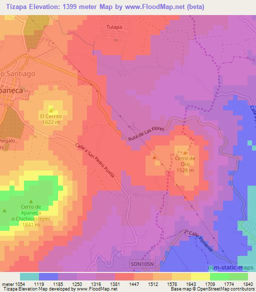 Tizapa,El Salvador Elevation Map