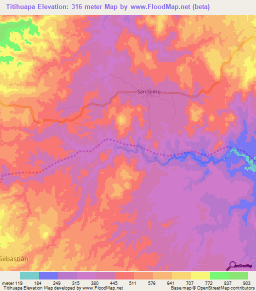 Titihuapa,El Salvador Elevation Map