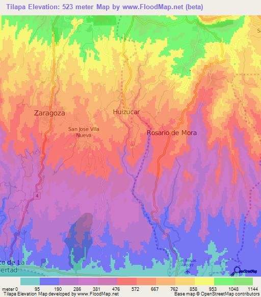 Tilapa,El Salvador Elevation Map
