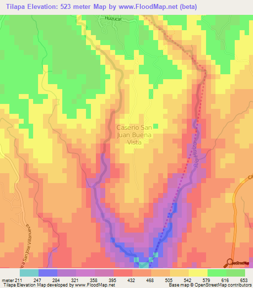 Tilapa,El Salvador Elevation Map
