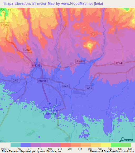 Tilapa,El Salvador Elevation Map
