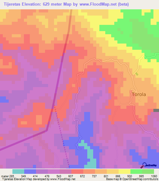 Tijeretas,El Salvador Elevation Map