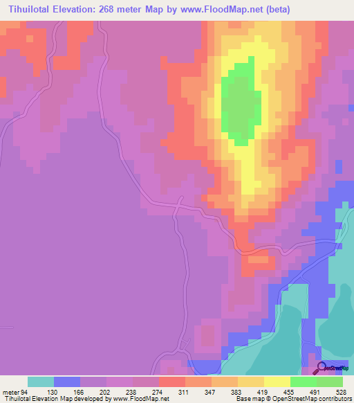 Tihuilotal,El Salvador Elevation Map