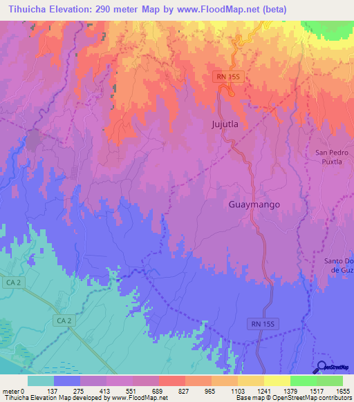 Tihuicha,El Salvador Elevation Map