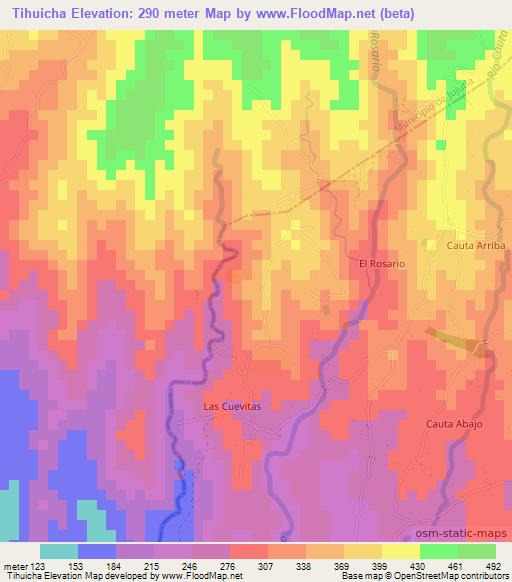 Tihuicha,El Salvador Elevation Map