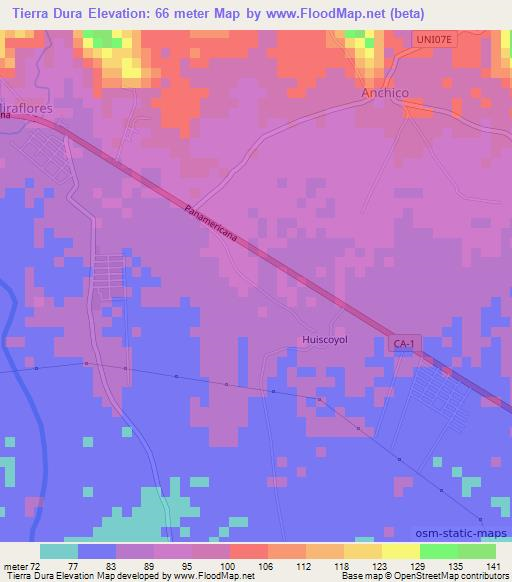 Tierra Dura,El Salvador Elevation Map