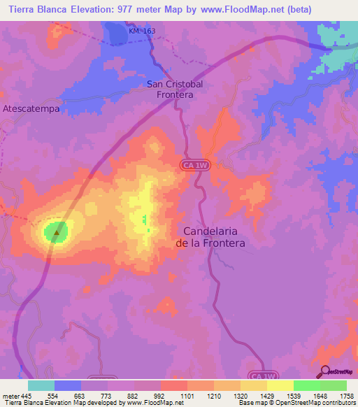 Tierra Blanca,El Salvador Elevation Map