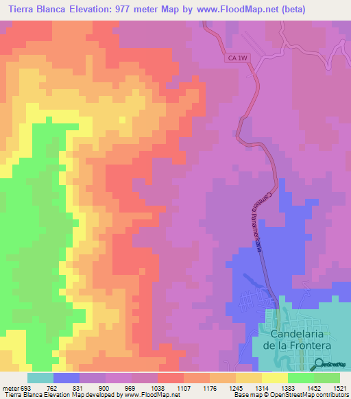 Tierra Blanca,El Salvador Elevation Map