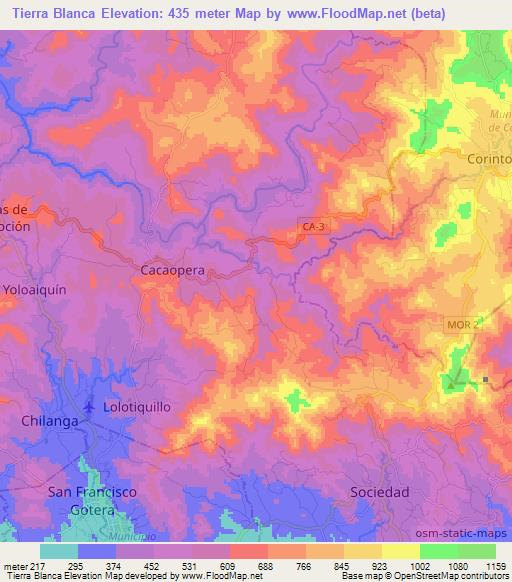Tierra Blanca,El Salvador Elevation Map