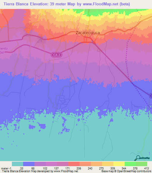 Tierra Blanca,El Salvador Elevation Map