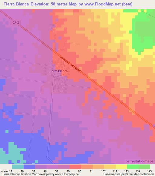 Tierra Blanca,El Salvador Elevation Map