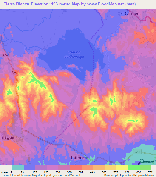 Tierra Blanca,El Salvador Elevation Map