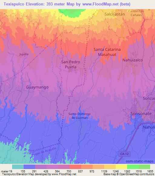 Texispulco,El Salvador Elevation Map