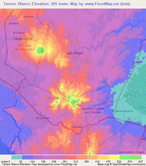 Terrero Blanco,El Salvador Elevation Map