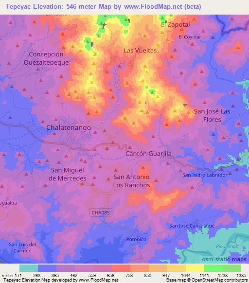 Tepeyac,El Salvador Elevation Map