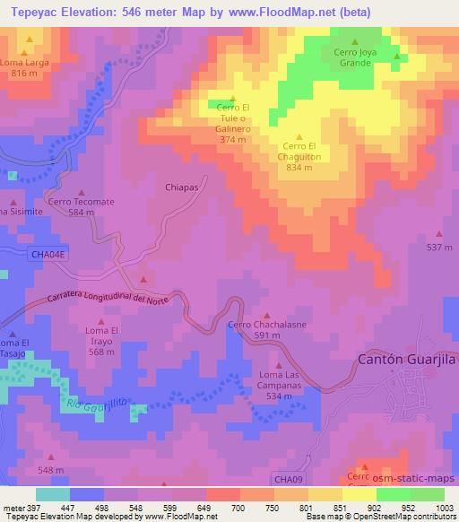Tepeyac,El Salvador Elevation Map