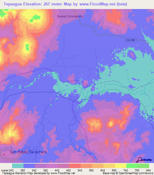 Tepeagua,El Salvador Elevation Map