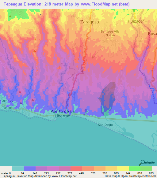 Tepeagua,El Salvador Elevation Map
