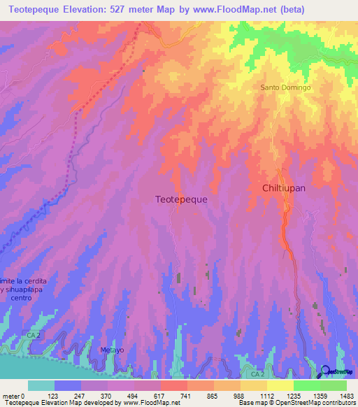 Teotepeque,El Salvador Elevation Map
