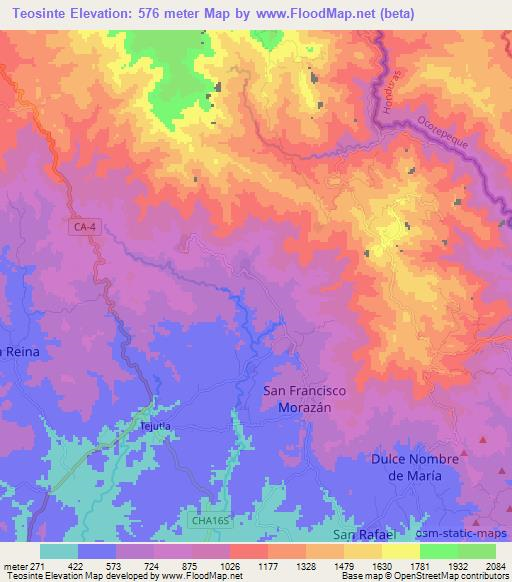 Teosinte,El Salvador Elevation Map