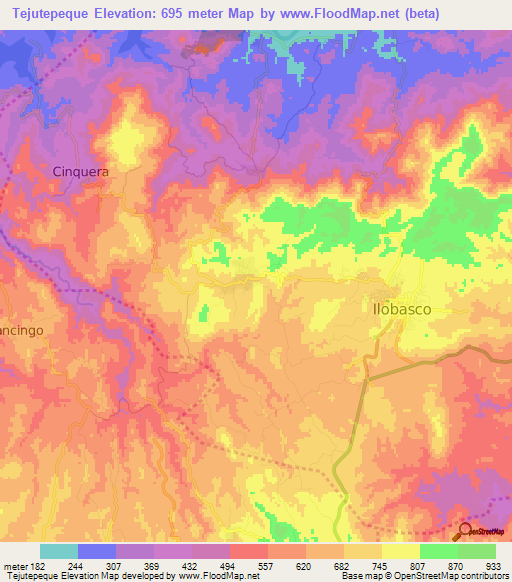 Tejutepeque,El Salvador Elevation Map