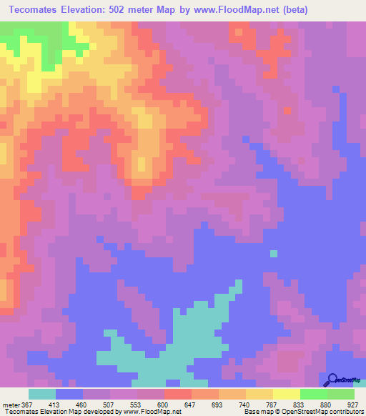 Tecomates,El Salvador Elevation Map