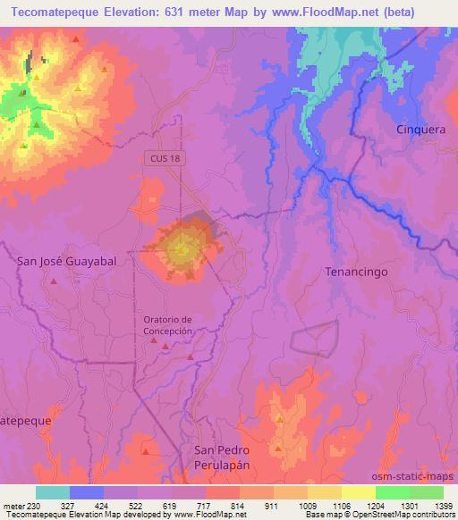 Tecomatepeque,El Salvador Elevation Map
