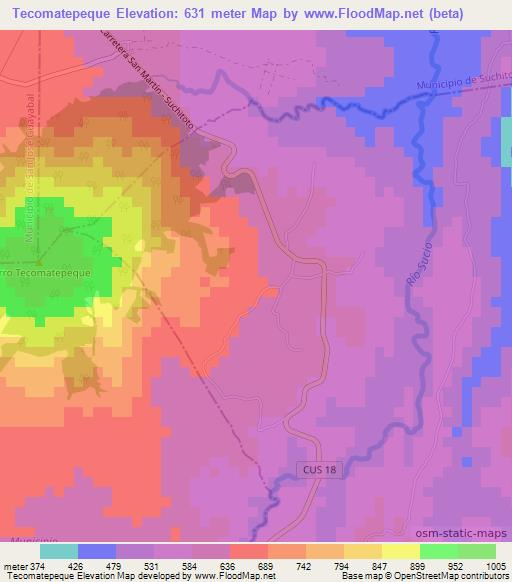 Tecomatepeque,El Salvador Elevation Map