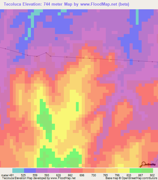 Tecoluca,El Salvador Elevation Map
