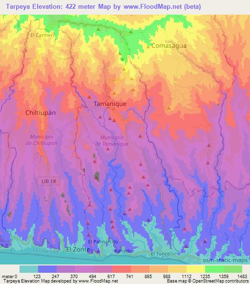 Tarpeya,El Salvador Elevation Map