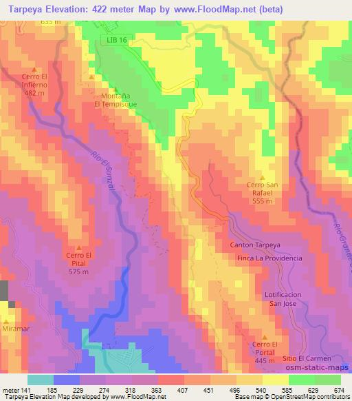 Tarpeya,El Salvador Elevation Map