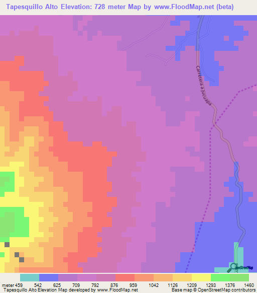 Tapesquillo Alto,El Salvador Elevation Map