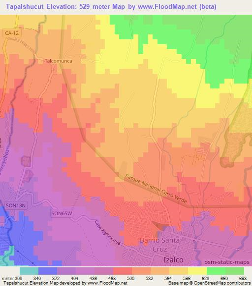 Tapalshucut,El Salvador Elevation Map