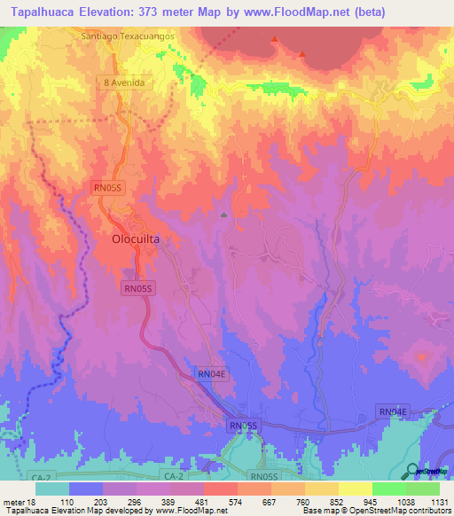Tapalhuaca,El Salvador Elevation Map