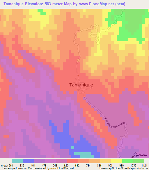 Tamanique,El Salvador Elevation Map